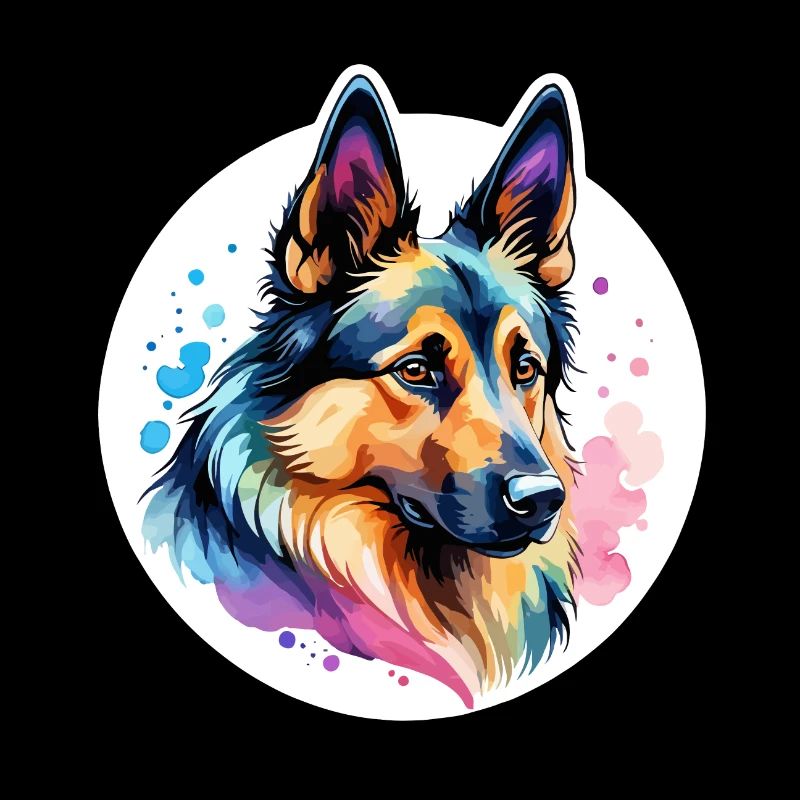 Belgischer Schäferhund Wasserfarben