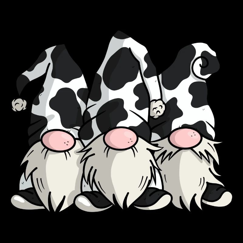 Gnomes mignons d’impression de vache