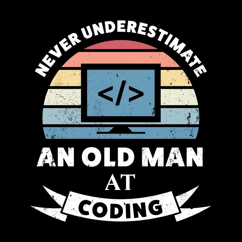 Lustiger alter Mann beim Codieren-Programmiergeschenk