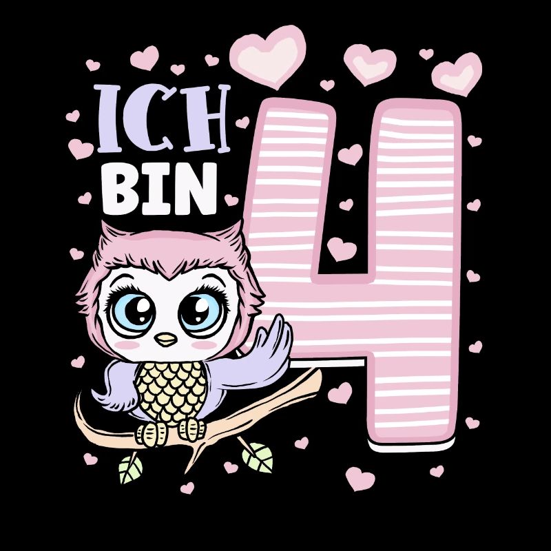 Vierter Geburtstag Mädchen 4 Jahre Eule