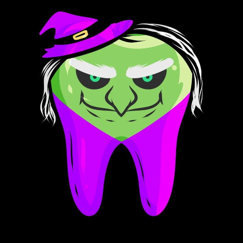 Dent de sorcière verte maléfique pour dentiste à Halloween