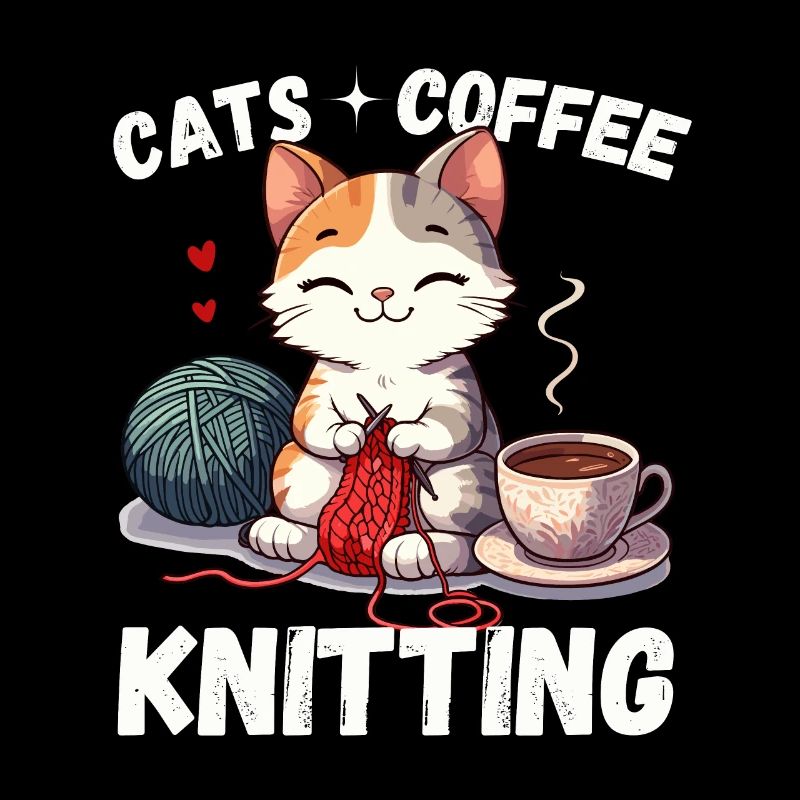 Cat Coffee Knitting Knitting Needle Handmade Wool