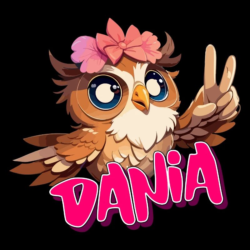 DANIA - Schöner Mädchen Name mit süßer EULE