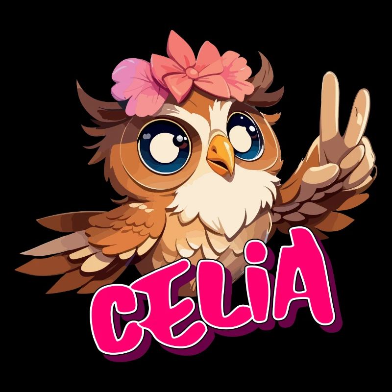 CELIA - Beau nom de fille avec hibou mignon