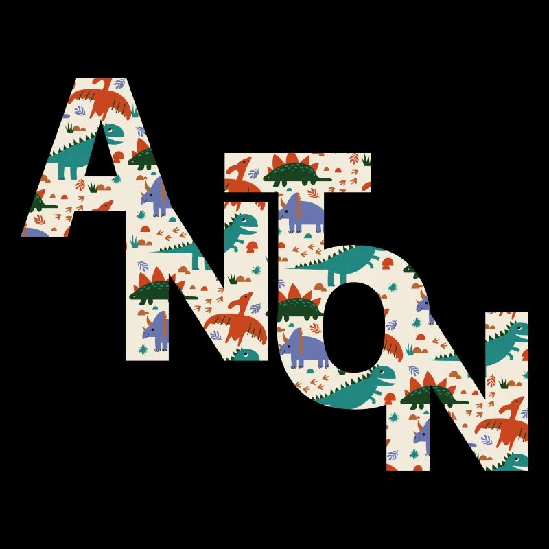 ANTON - Beautiful boy name with dinosaur