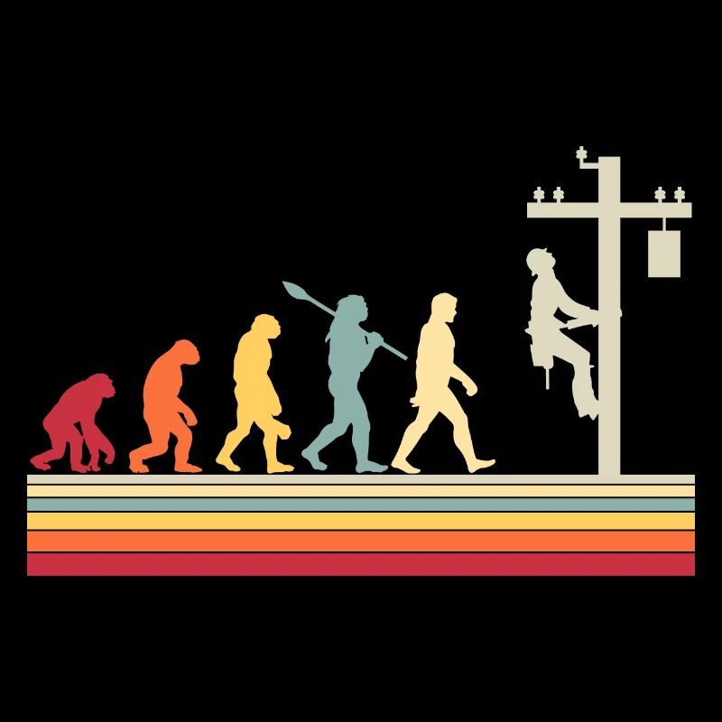 Electrician Human Evolution Vintage Lineman