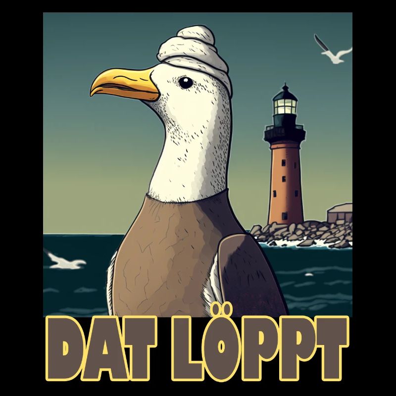 Dat Löppt Möwe Leuchtturm Meer Plattdeutsch Norden