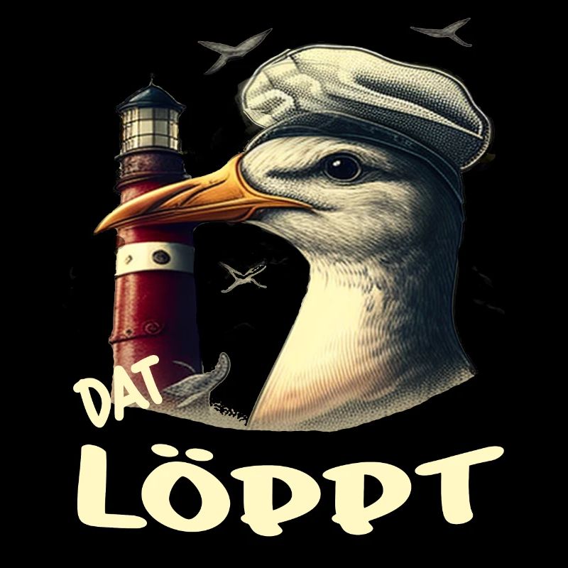 Dat Löppt Möwe Leuchtturm Meer Plattdeutsch Norden