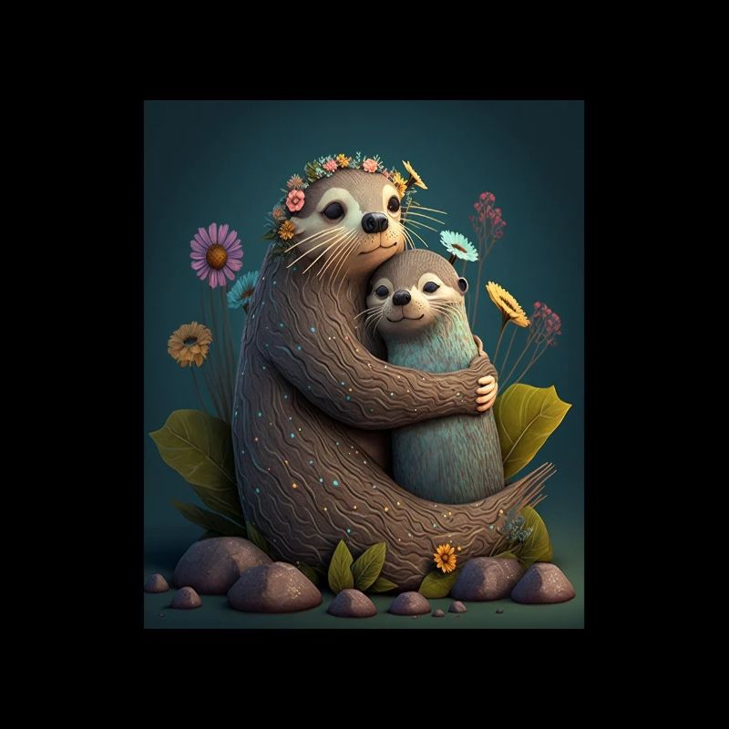 Mignon bébé loutre Amour de la mère Bébé Loutre
