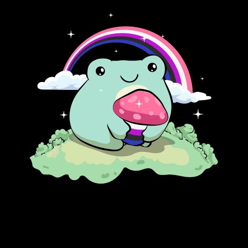 Gender Fluid Pride Flag Cute Frog Mushroom Subtle
