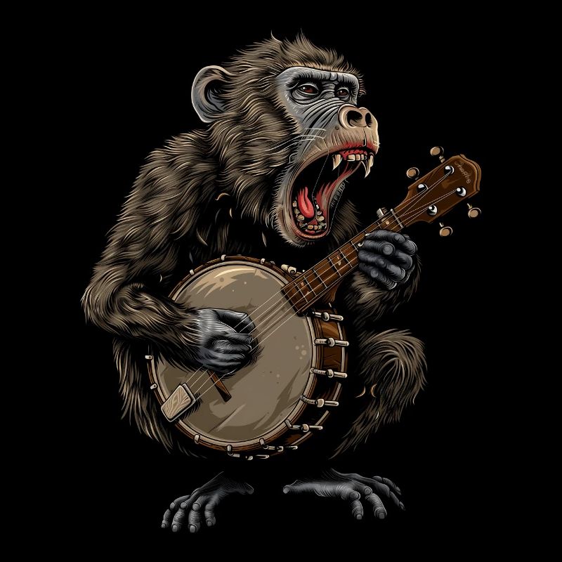 Baboon Monkey Bluegrass Banjo Player