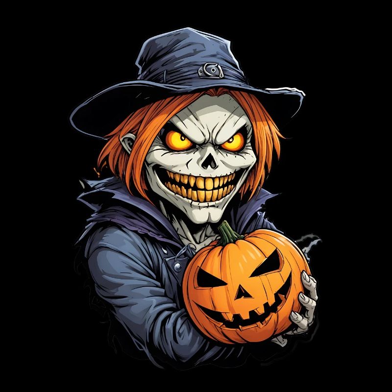 Spooky Pumpkin Halloween Witch with Glowing Ends