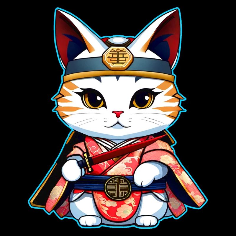 Cute samurai cat