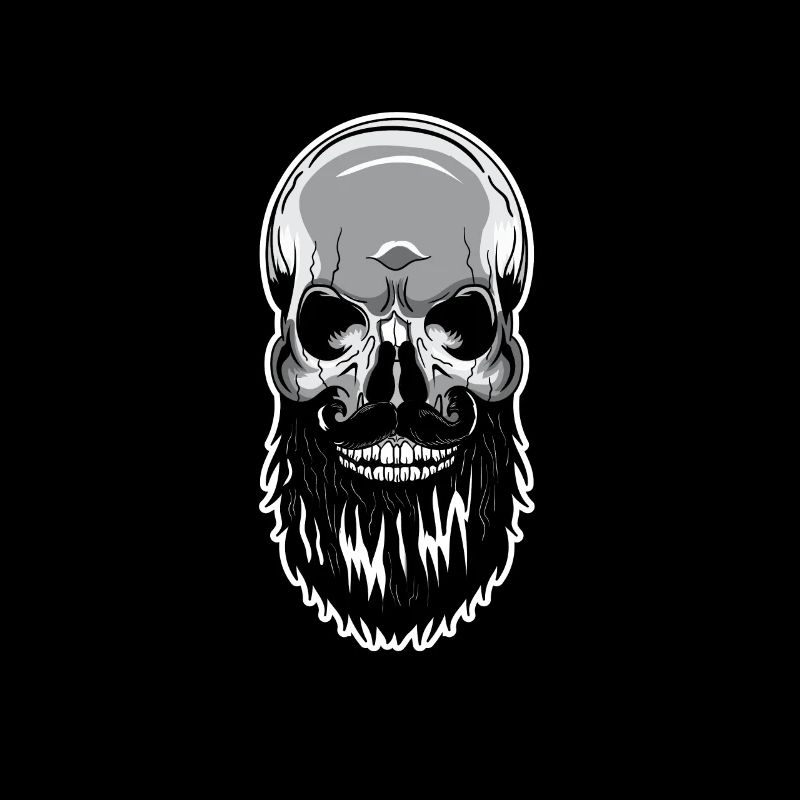 Skull beard bald head skeleton