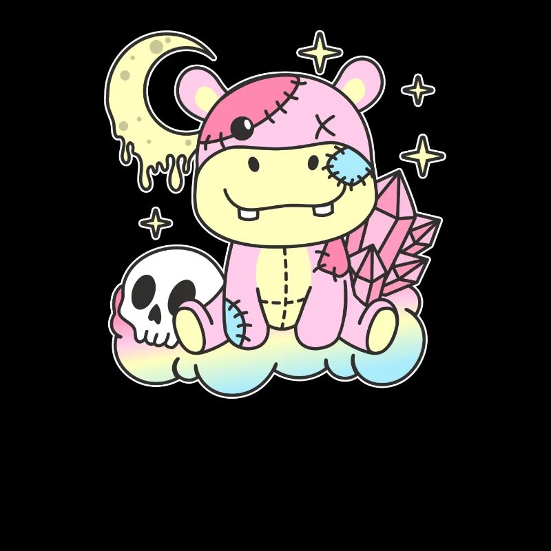 Kawaii Gothic Hippo Pastellfarben Gothic Goth