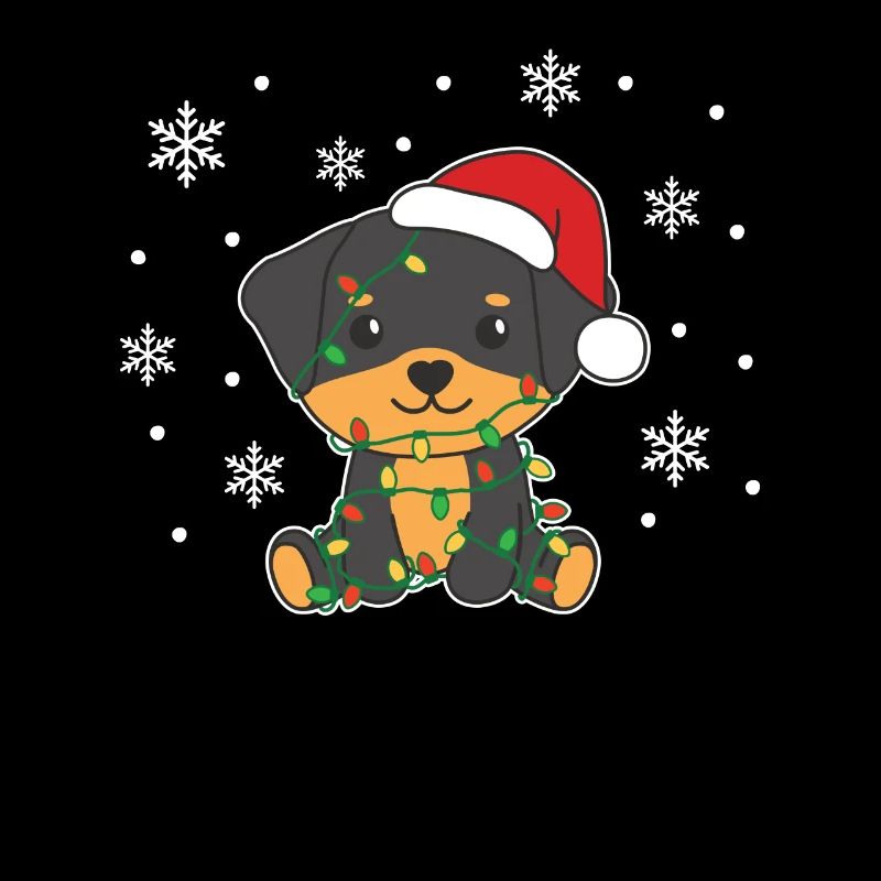 Rottweiler Noël Hiver Chiens Mignons