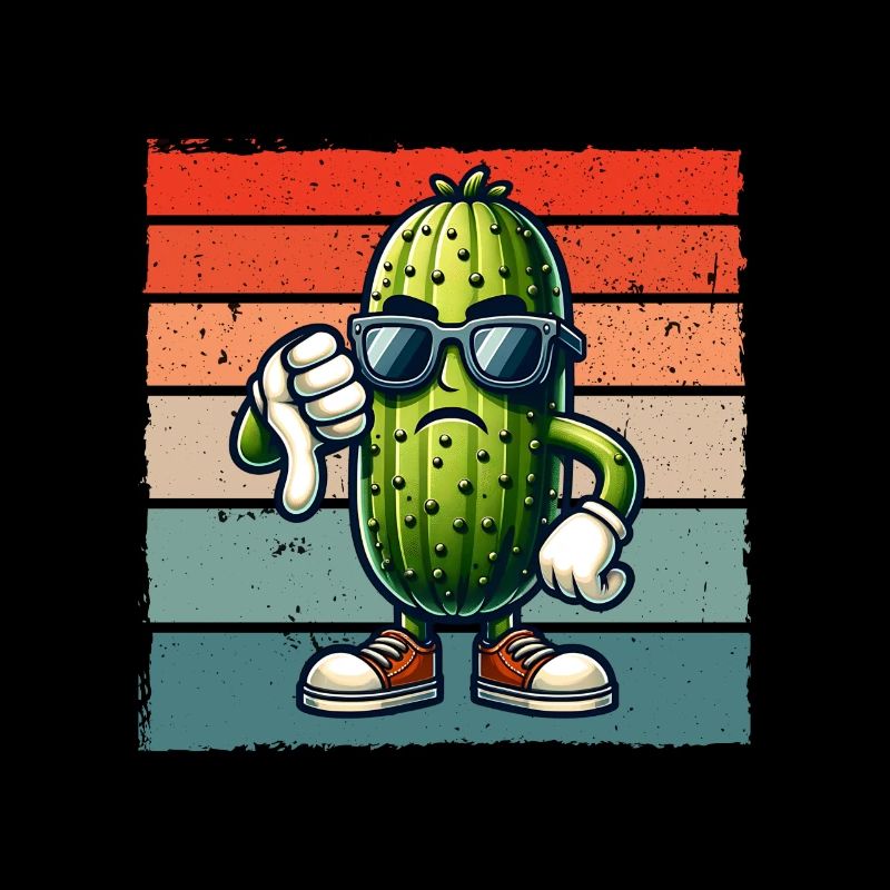 Concombre aigre Rétro Concombre Pouces vers le bas