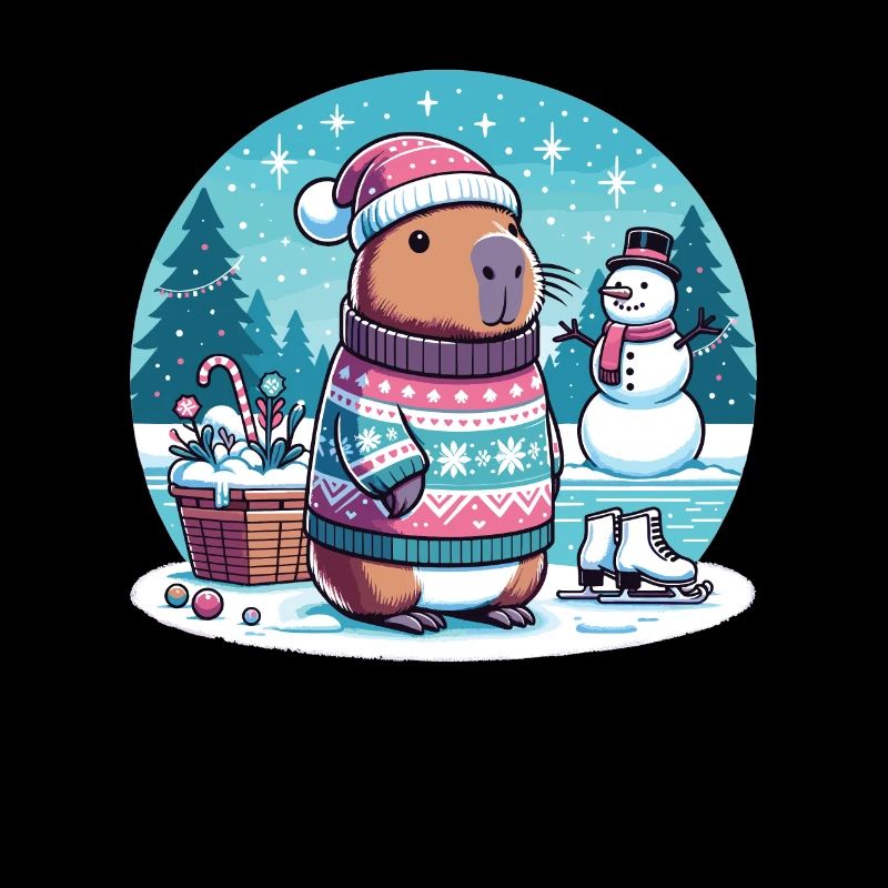 Noël festif Capybara d’hiver