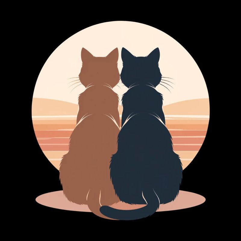 Two cats at sunset