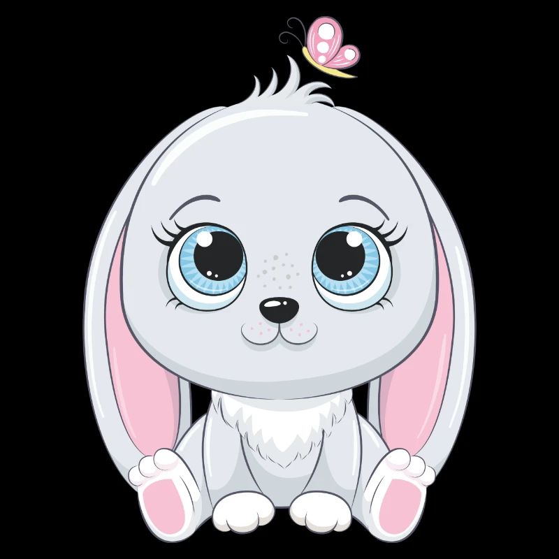 hase sitzend mit schmetterling
