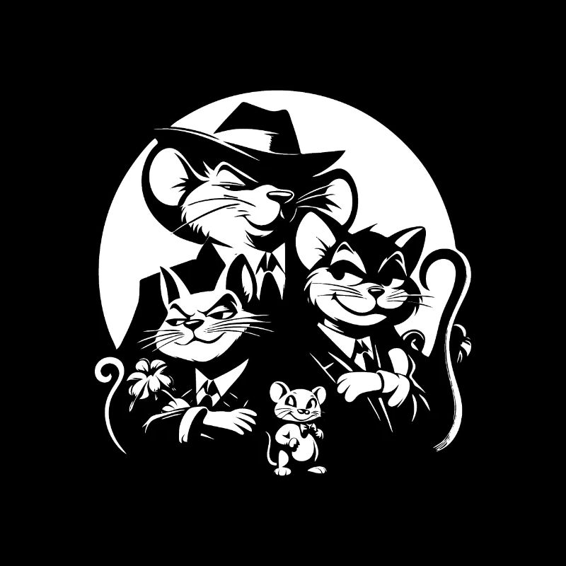 Lustiges Mafia Design mit Comic Katzen und Mäusen