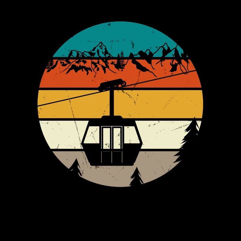 Seilbahn Gondel Bergbahn Retro Farben Vintage