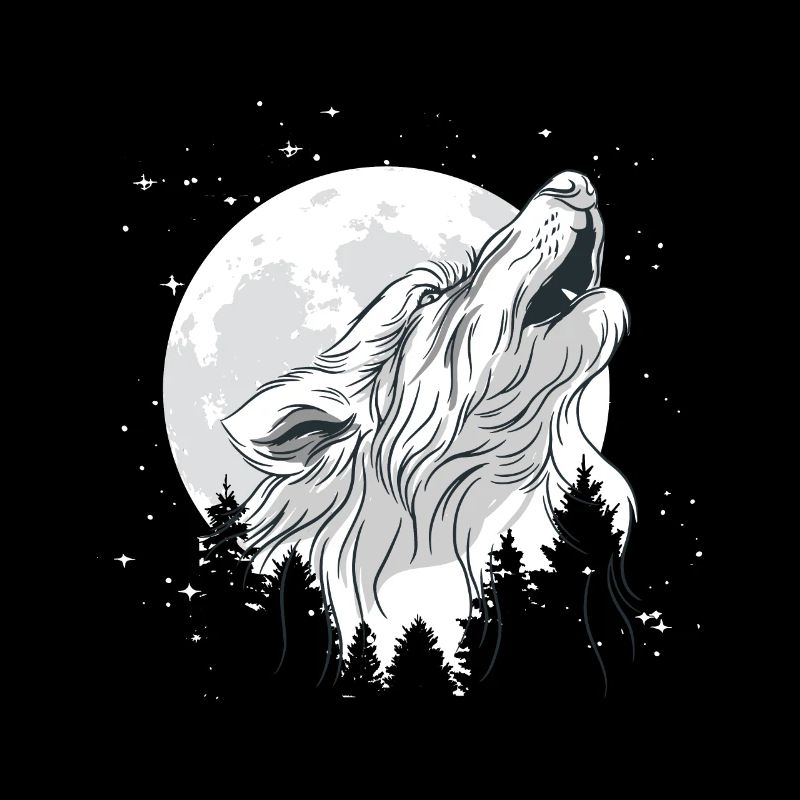 Moon with a wolf