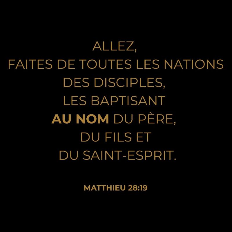 MATTHIEU 28 : 19 - VERSET DE LA BIBLE - Couleur or