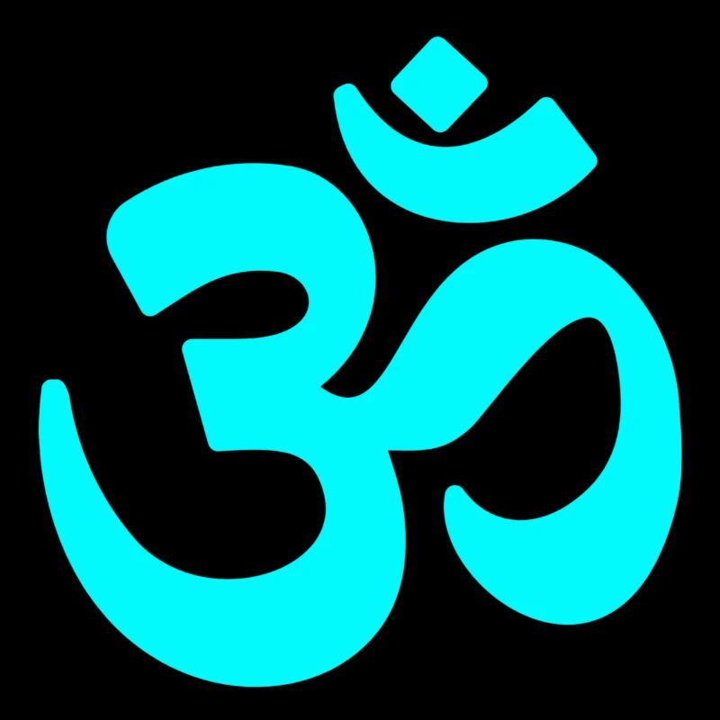 om zeichen neon blau yoga