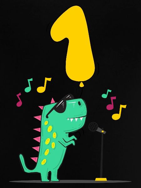 Kids Dino 1e Verjaardag Rock Muziek