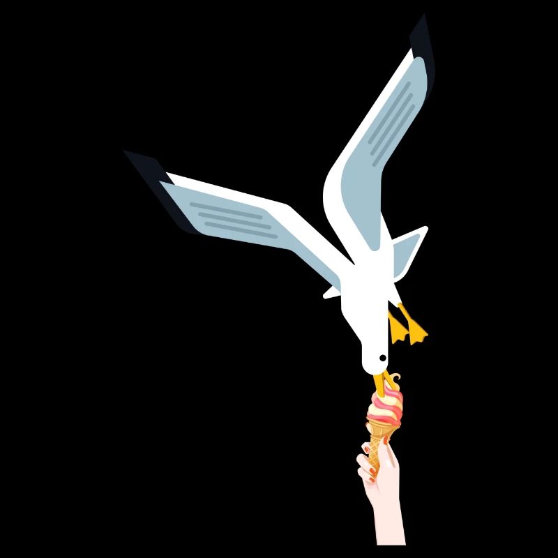 Mouette, glace, cadeau, oiseau, voleur