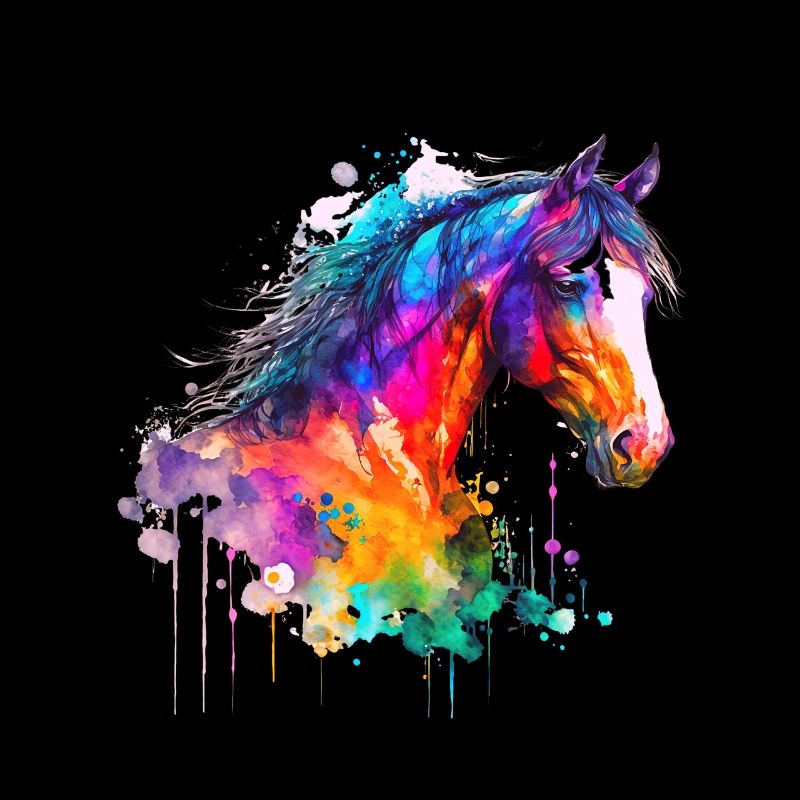 Idée passion chevaux cavalière aquarelle splash