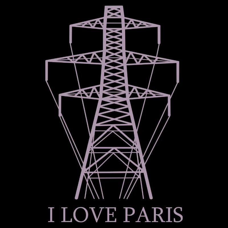 Strommast als Eiffelturm "I Love Paris" Satire