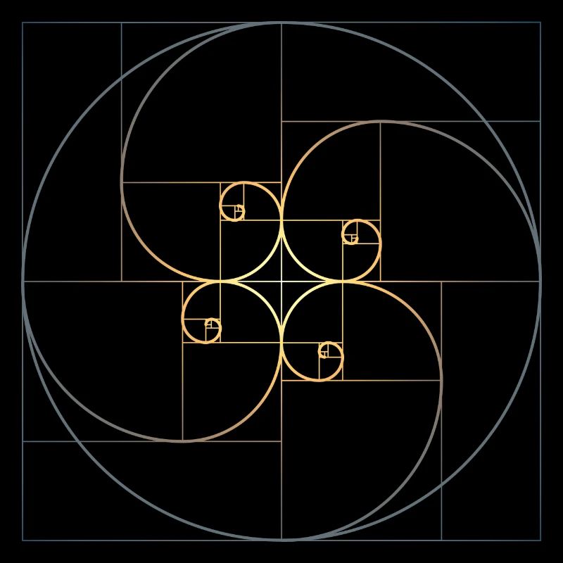 Fibonacci spirales géométrie de la section dorée Phi