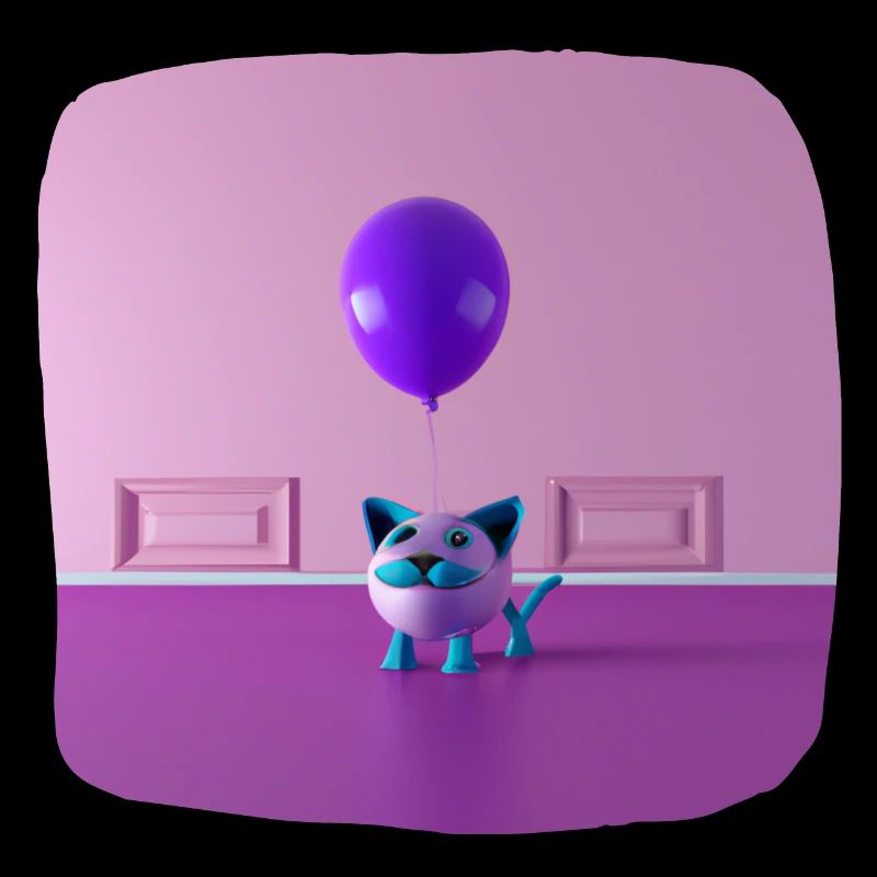 Eine Katze mit Schnurrbart, die einen Ballon hält