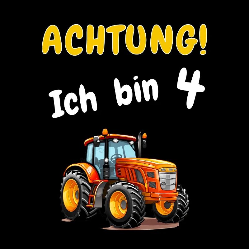 Achtung! Ich bin 4 Traktor Geburtstagsshirt 4 Jahr