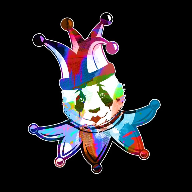 arlequin, panda, illustration, pantomime, panda coloré