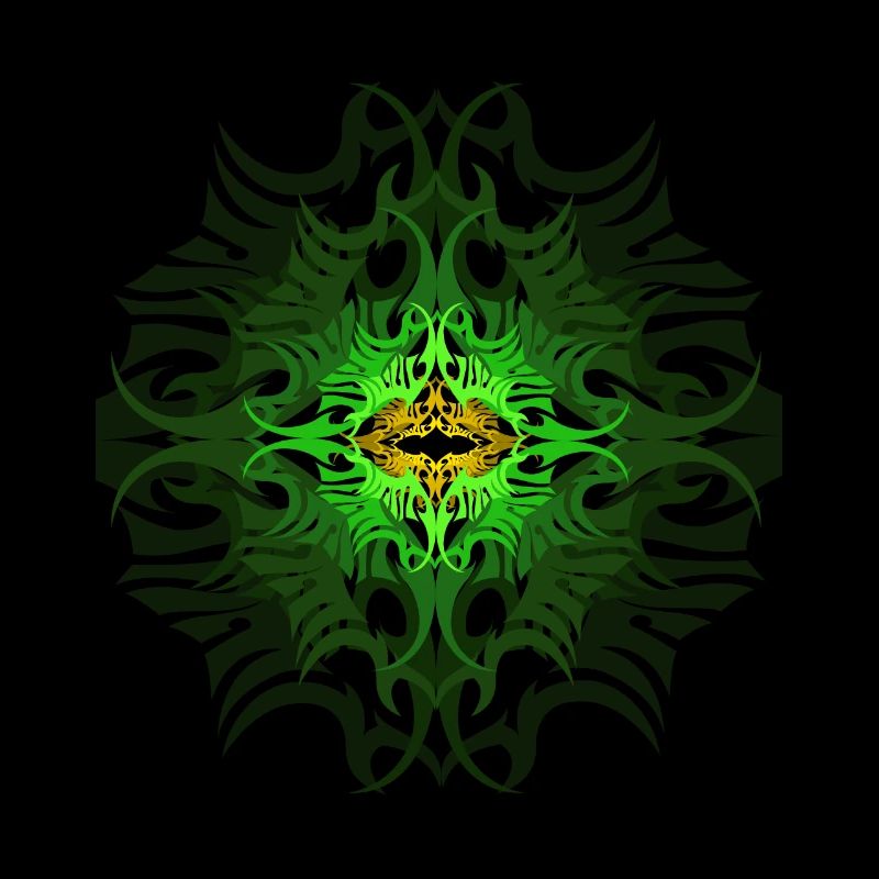 Psychedelic Mandala Pattern Green Goa Psytrance