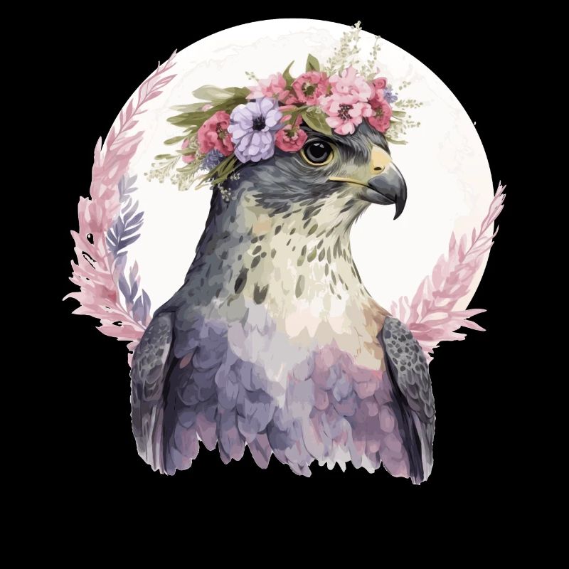 Faucon Oiseaux De Puse Fleur Couronne Floral Oiseau Watc
