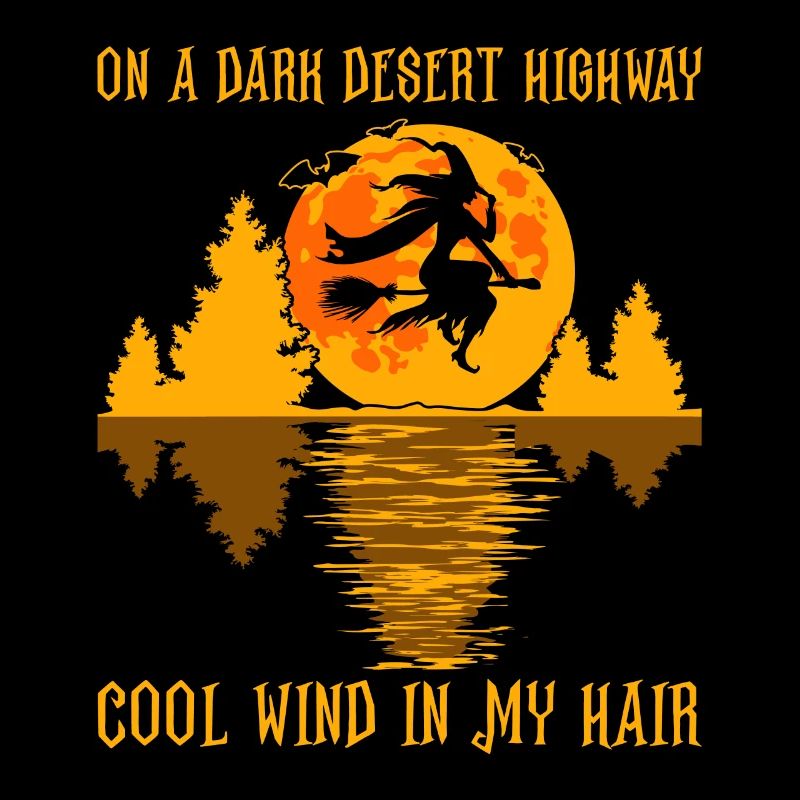 Witch Flight at Full Moon Creepy Halloween Design