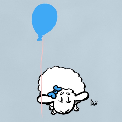 Vauvan karitsa ilmapallolla (sininen) - Vauvan luomu-t-paita, jossa pyöreä pääntie