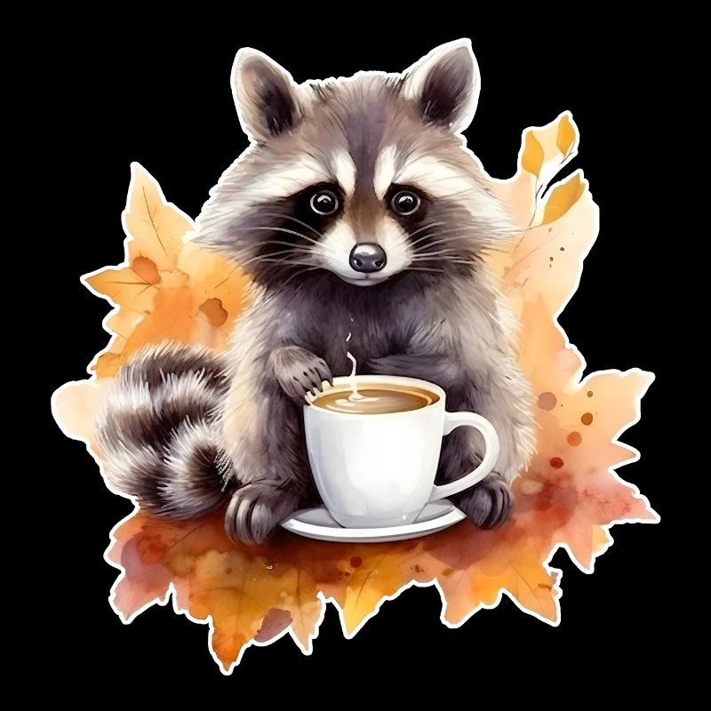 Herbst Waschbär Kaffee Gemütlich
