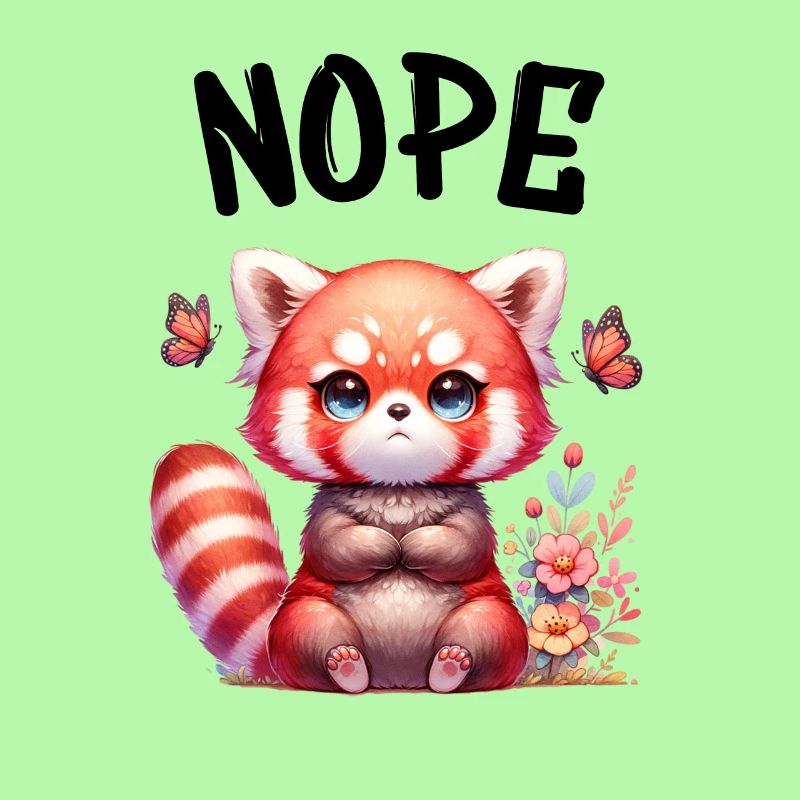 Red Panda Funny Saying Nope Fire Fox