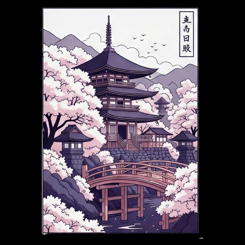 Traditionelle Pagode in Japan Rose Sakura