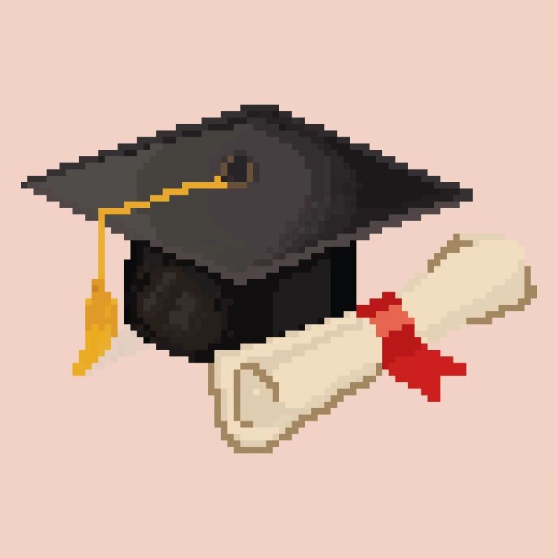Retro Pixel Uni Abschluss