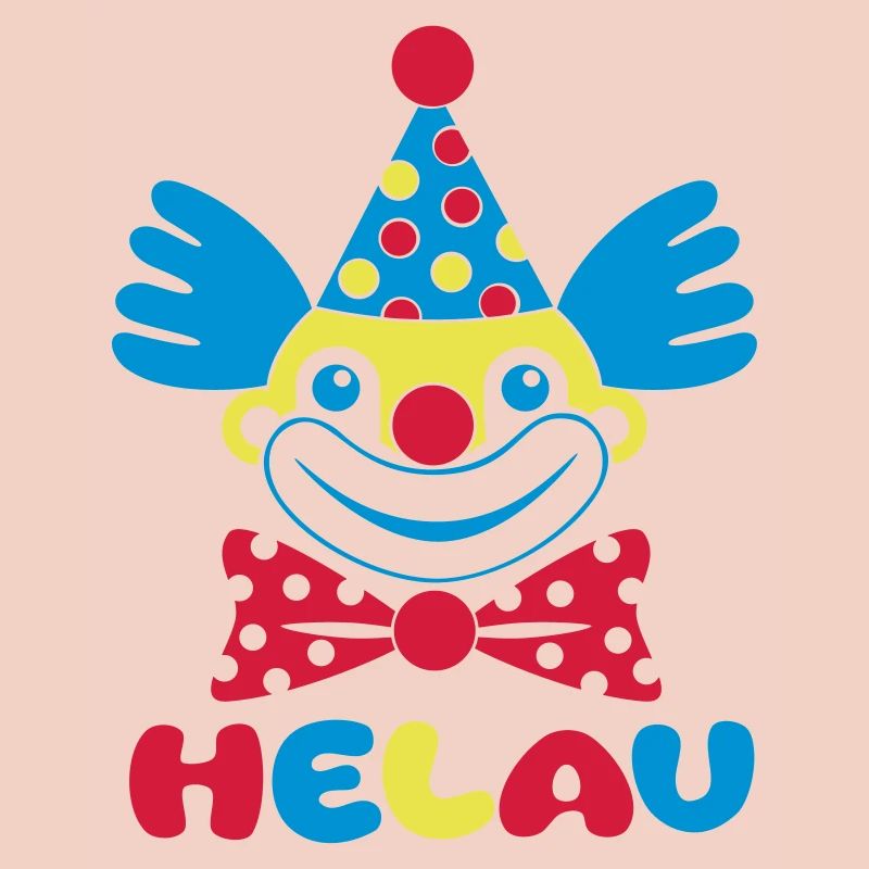 Fasching Karneval Clown HELAU 1, 2 oder 3 Farben