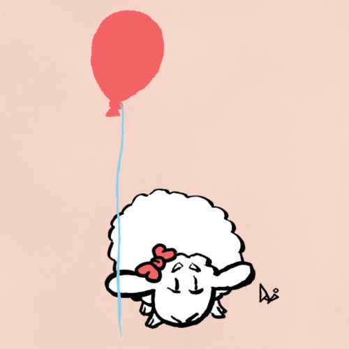 Vauvan karitsa ilmapallolla (vaaleanpunainen) - Vauvan luomu-t-paita, jossa pyöreä pääntie