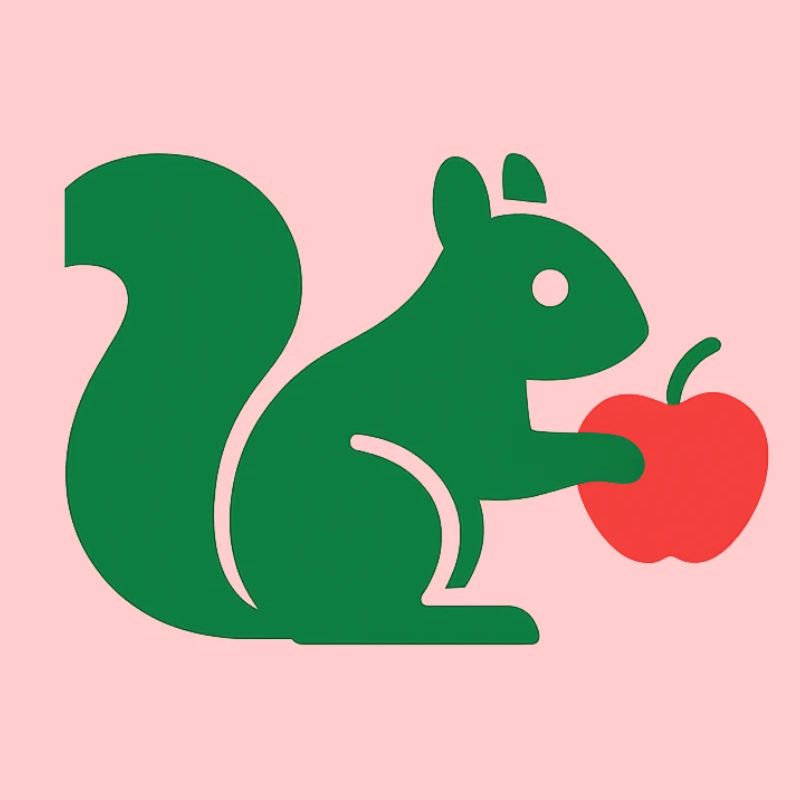 Grünes Eichhörnchen mit Apfel