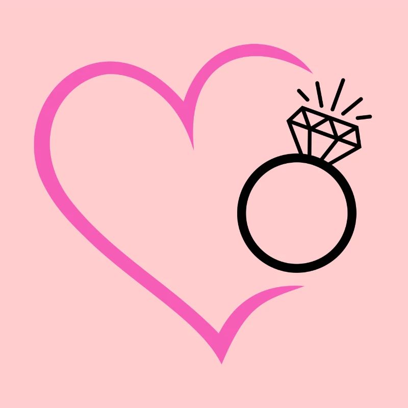 Heart with diamond ring, wedding ring, wedding ring, bride