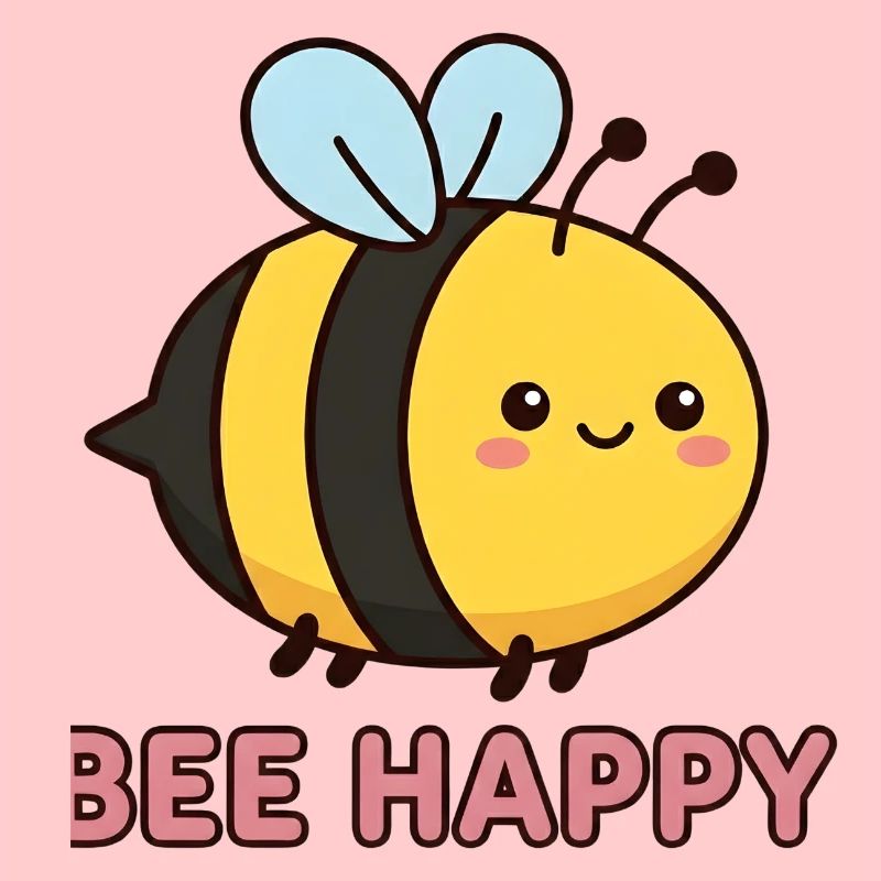 Heureuse d’abeilles | Jeu de mots mignon avec Kawaii Honey Bee